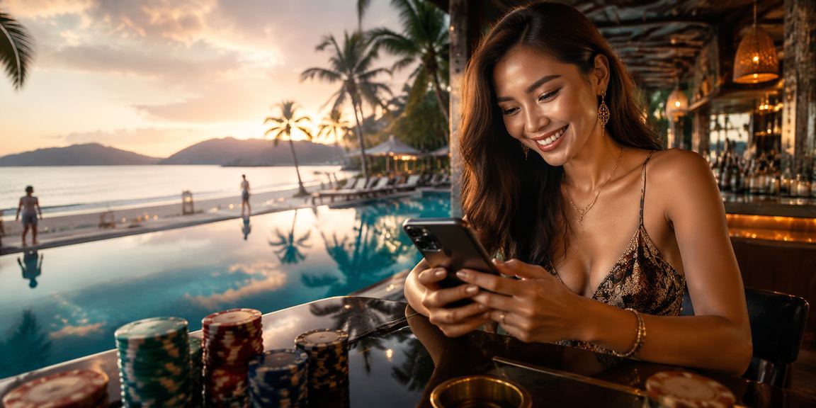 Pemain menggunakan telefon bimbit untuk bermain slot di Langkawi melalui platform 26000